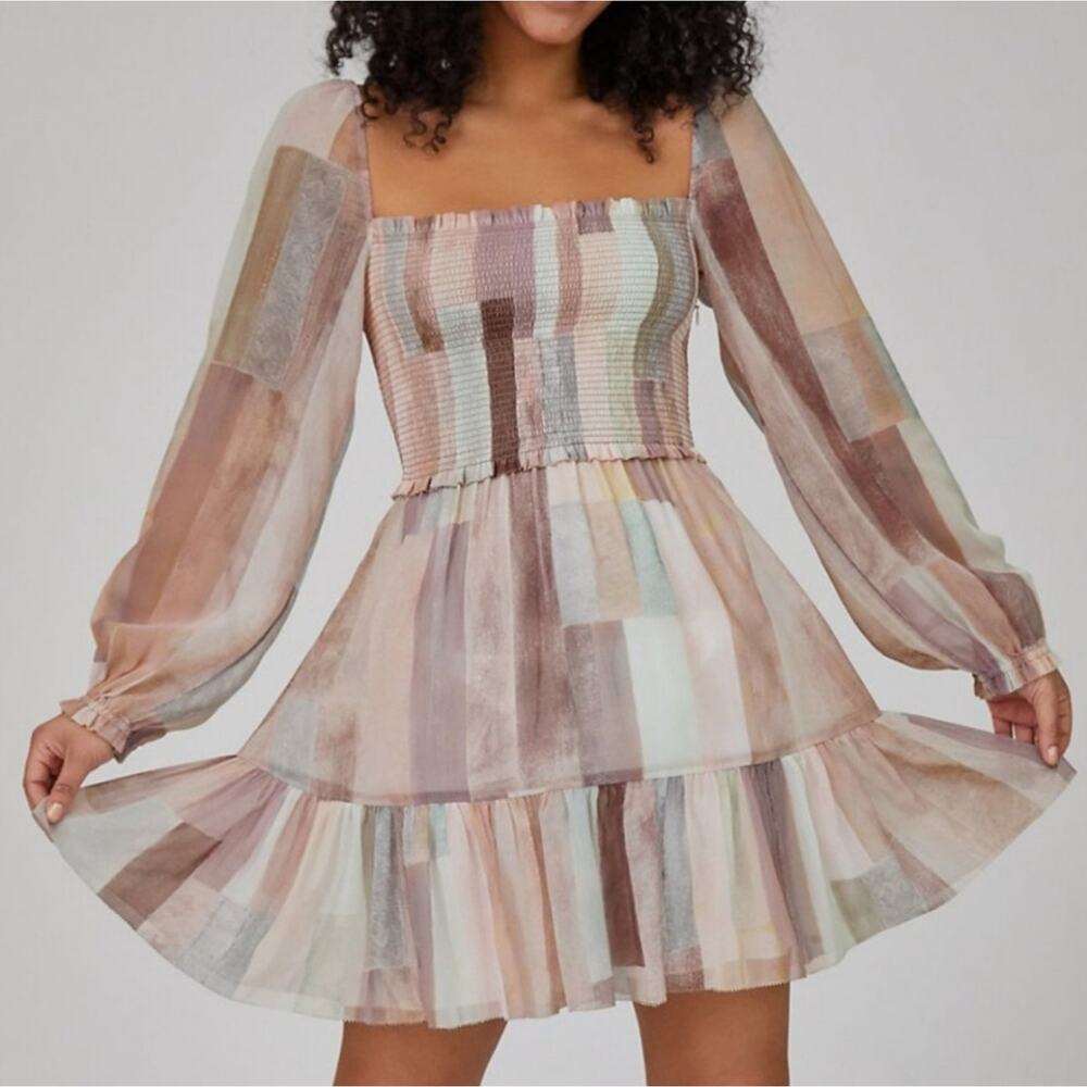 Aritzia Wilfred Tempest Pink Patchwork Tiered Min… - image 1